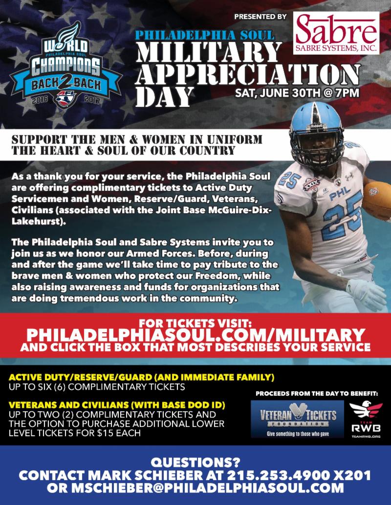 Military Appreciation Night Philadelphia Souls