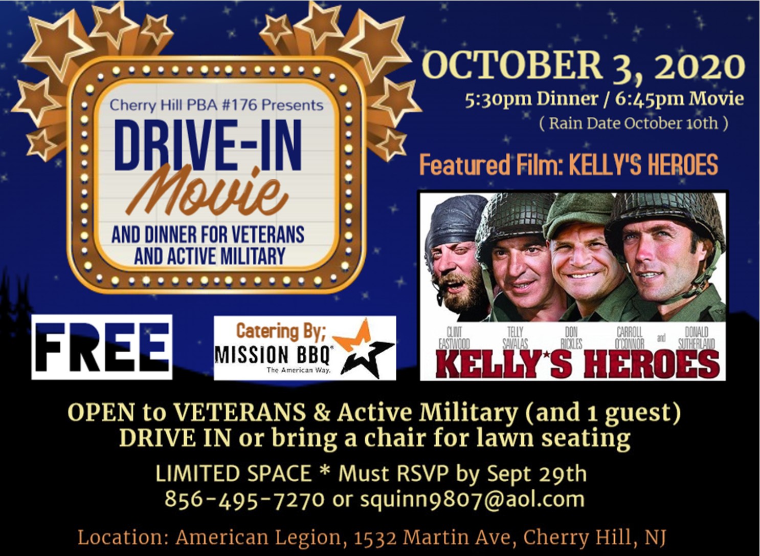 Free Drive In Movie & Dinner for Veterans & Active Military