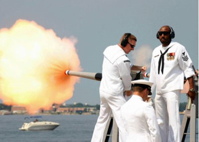 Fire a Salute from the Battleship's Saluting Gun