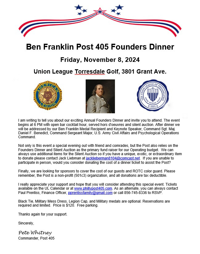 American Legion - Post #405 - Founders Dinner